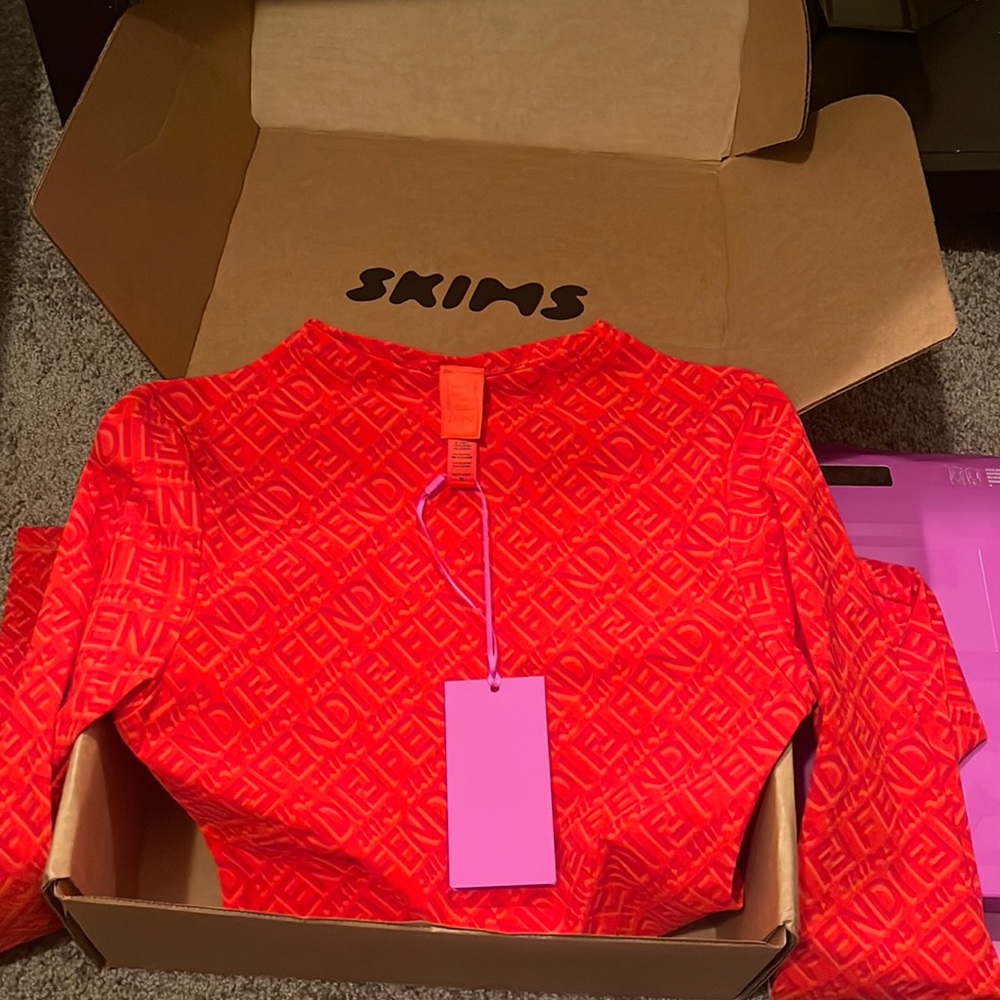New FENDI x Skims mock neck long sleeve bodysuit